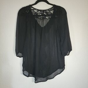 I.N. San Francisco Black Sheer Lace Blouse